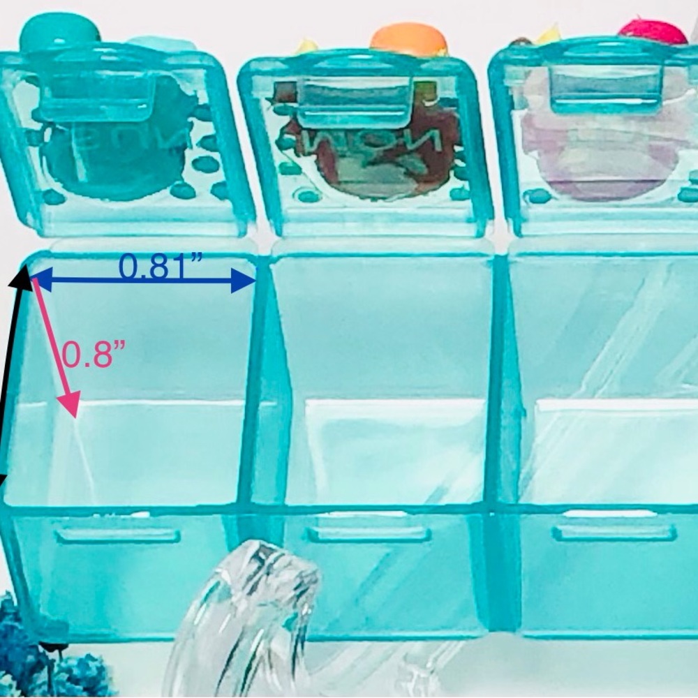 Handmade | Small Cyan Mermaids & Rhinestones Weekly Pill Container/Case - Picture 4 of 9
